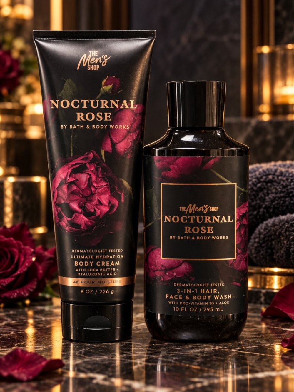 Bath & Body Works Nocturnal Rose Men’s Body Cream & 3-in-1 Hair, Face Body Wash